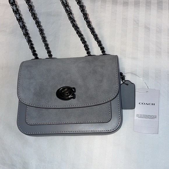 Gray Mini Coach Shoulder Bag with Adjustable Chain Strap - Picture 7 of 9
